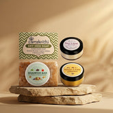 Samskrithi Naturals Skincare Combo Set of 4 | Nourishing Dry Skin Soap, Shampoo Bar with Olive, Sesame, and Argan Oils, Foot Care Cream for Rough Heels, and Face & Body Butter Creme with Shea Butter