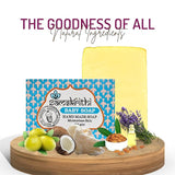 Samskrithi Naturals Ultra- Moisturizing Baby Bathing Soap Bar pH 5.5 with Goat Milk, Olive Oil, Shea Butter, Coconut Oil & Almond Oil - Pack of 3X125g | Hypoallergenic & Tear-Free Soap for Babies, Newborns