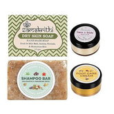 Samskrithi Naturals Skincare Combo Set of 4 | Nourishing Dry Skin Soap, Shampoo Bar with Olive, Sesame, and Argan Oils, Foot Care Cream for Rough Heels, and Face & Body Butter Creme with Shea Butter