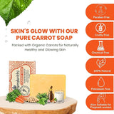 Samskrithi Naturals Orange Carrot Bathing Soap Bar ( Pack of 3)- Handmade, 100% Pure & Natural with Goat Milk, Essential Oils, Exotic Herbs & Aroma, Pack of 3X125g | No Harsh Chemicals | Rich in Beta Carotene