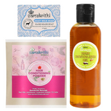 Samskrithi Naturals Beauty and Hair Care Essentials (Pack of 3)| Goat Milk Soap, Nourishing Hair Oil(100ML), and Revitalizing Hair Conditioner Powder Set | Personal Care for Everyday Radiance and Well-Being (Pack of 3)