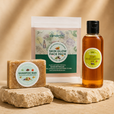 Samskrithi Naturals Complete Hair & Facial Care Combo | Hair Oil, Shampoo Bar & Face Pack | Effective Routine for Self Care (Pack of 3)
