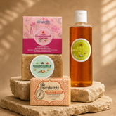 Samskrithi Naturals Complete Natural Hair Care Kit & Skin Care Kit, Hair Oil(100ML), Shampoo Bar, Carrot Soap | Gentle Cleansing | Your Eco-Friendly Solution for Healthy Hair and Skin (Pack of 4)