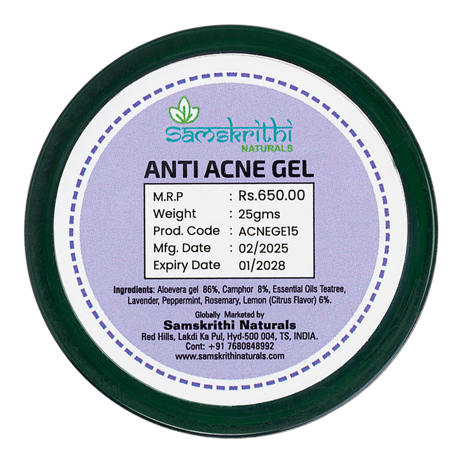Samskrithi natural Anti Acne Gel 25g