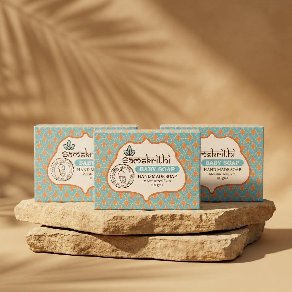 Samskrithi Naturals Baby Soap 125g, Gentle Cleansing for Delicate Skin (Pack of 3)