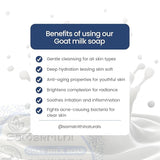 Samskrithi Naturals Goat Milk Bathing Soap Bar (Pack of 3) - Handmade, 100% Pure & Natural with Goat Milk, Natural Oils, Exotic Herbs| No Harsh Chemicals | SLES, SLS, Paraben Free