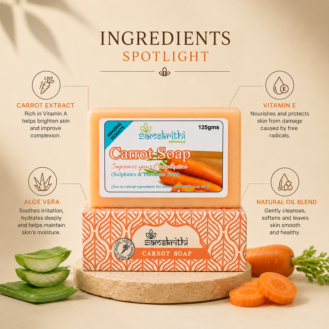 Samskrithi Naturals Carrot Soap