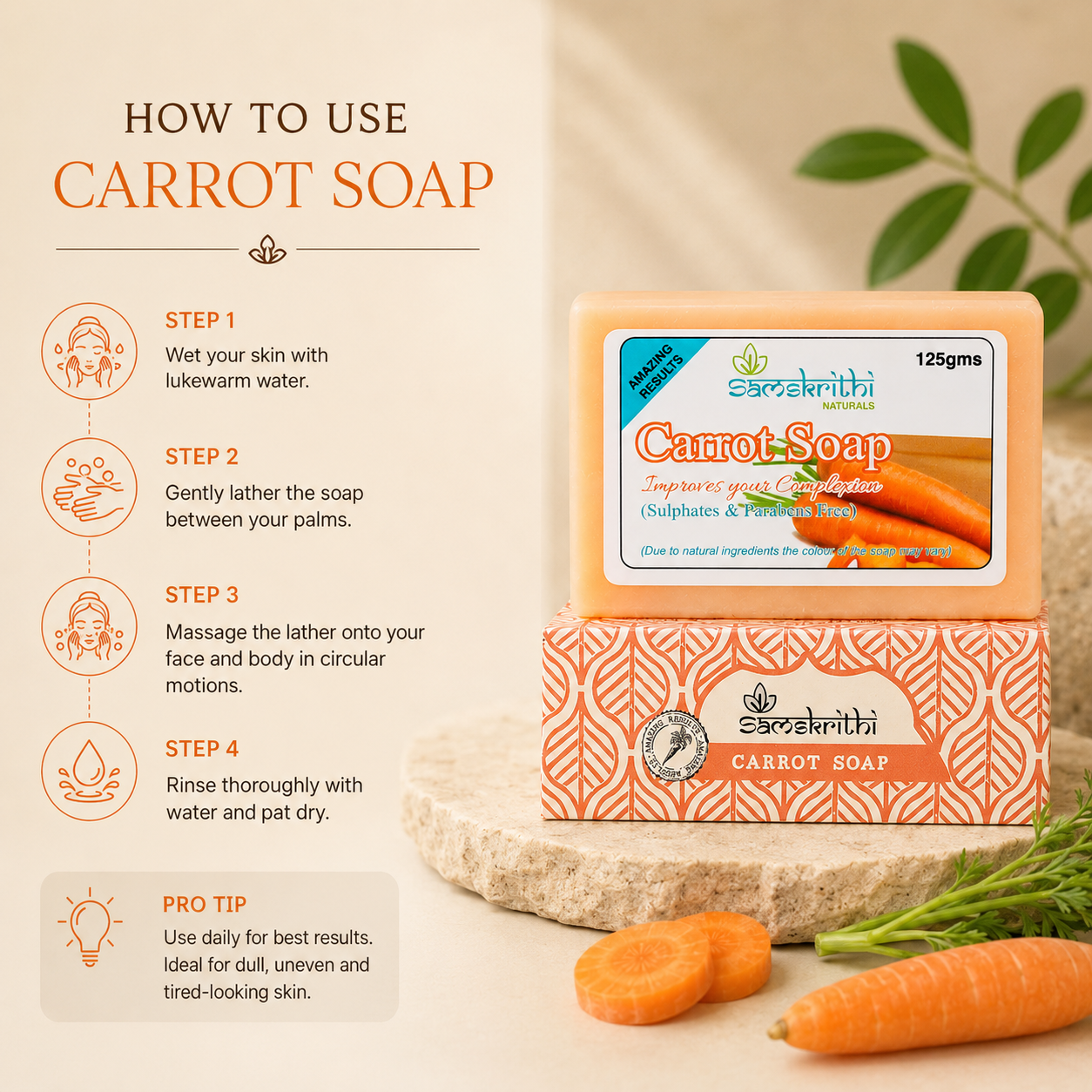 Samskrithi Naturals Carrot Soap