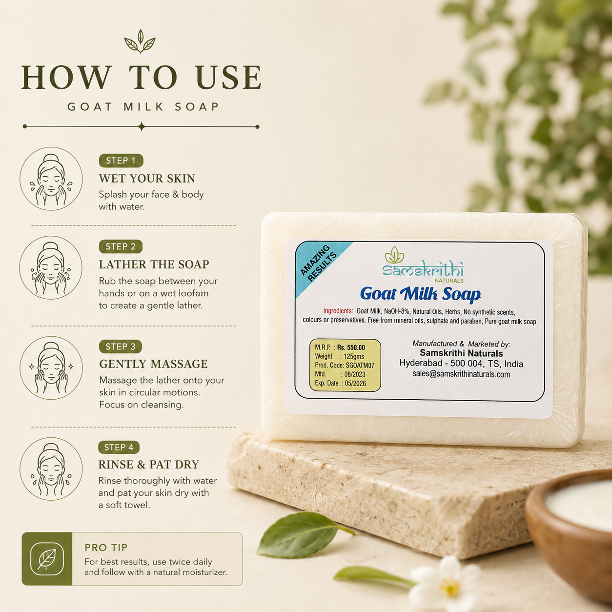 Samskrithi Naturals Goat Milk Soap