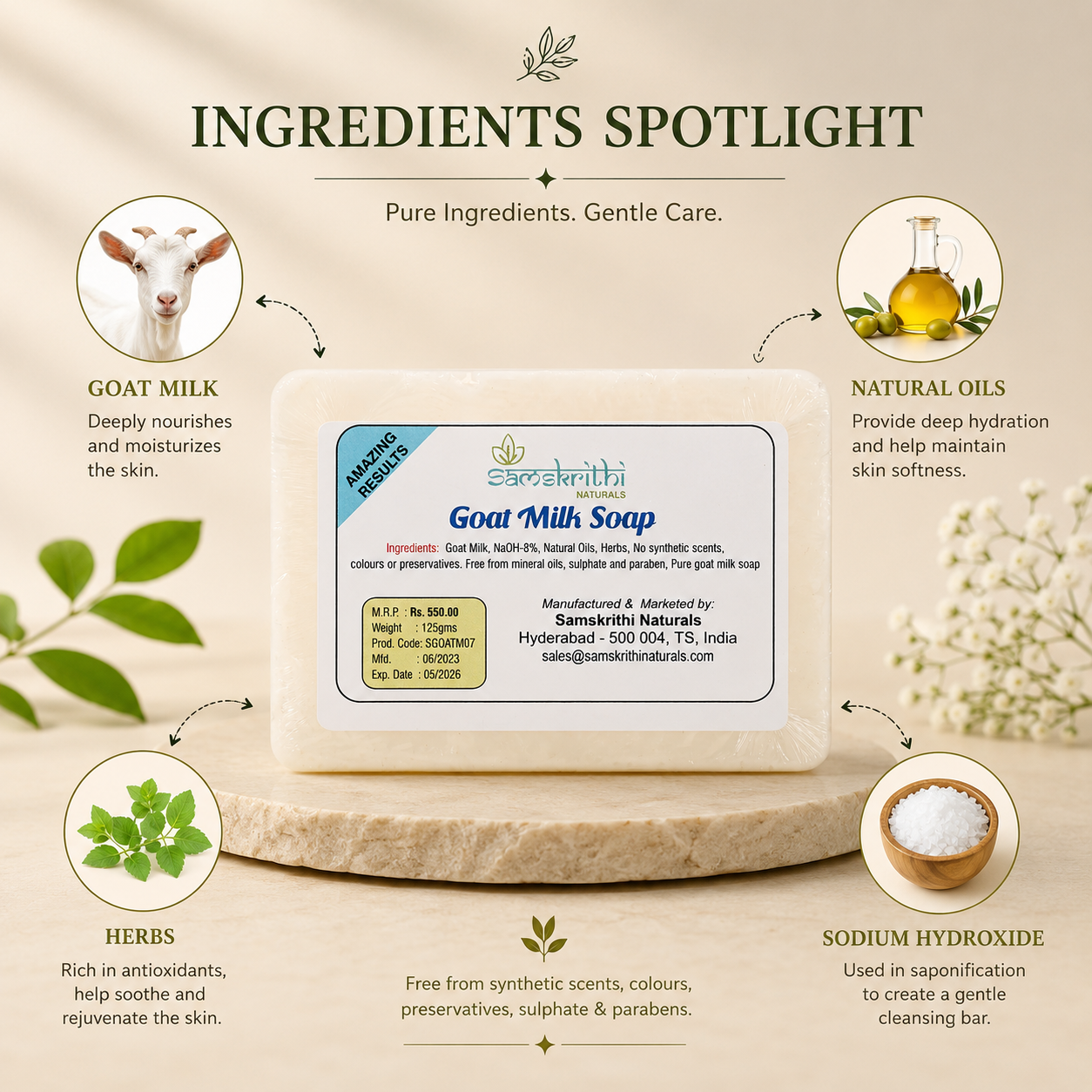 Samskrithi Naturals Goat Milk Soap