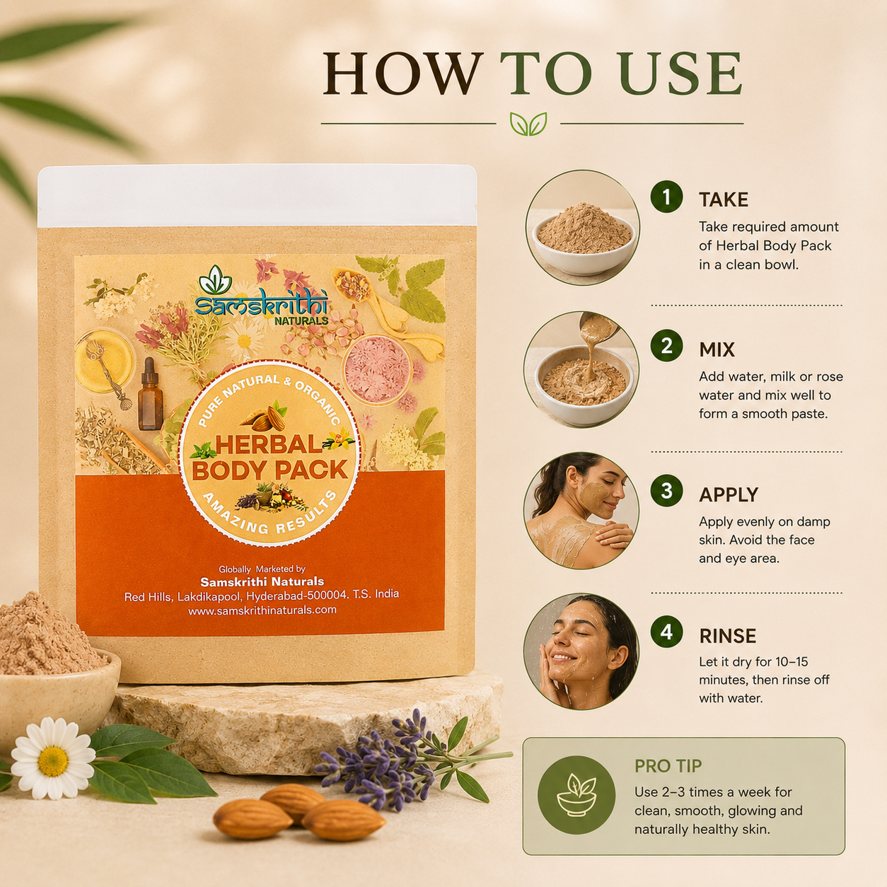 Samskrithi Naturals Handmade Herbal Body Pack