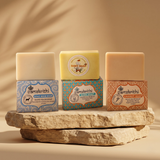 Samskrithi Naturals Variety of Soaps | Goat Milk Soap, Carrot Soap, and Baby Soap for Men & Women's Combo | Gentle Skincare Trio | Pack of 3