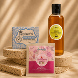 Samskrithi Naturals Beauty and Hair Care Essentials (Pack of 3)| Goat Milk Soap, Nourishing Hair Oil(100ML), and Revitalizing Hair Conditioner Powder Set | Personal Care for Everyday Radiance and Well-Being (Pack of 3)