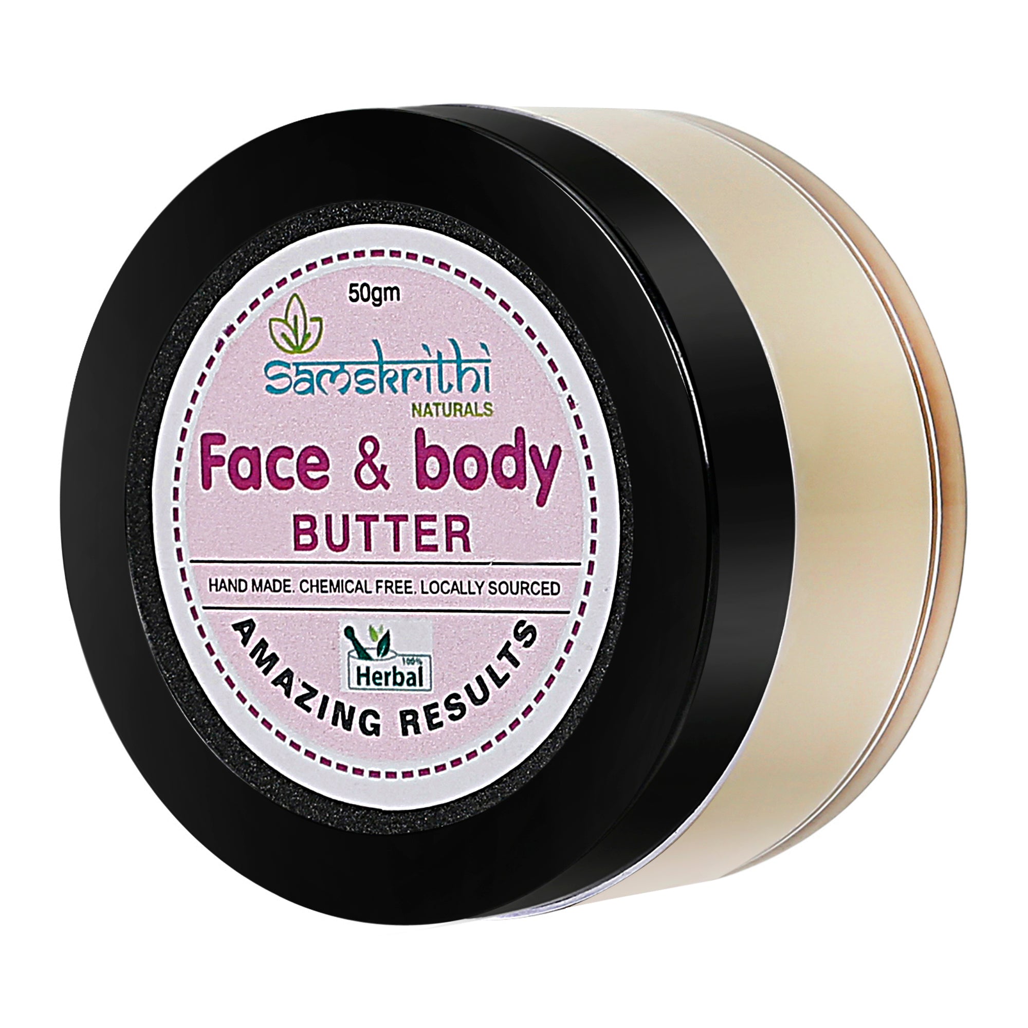 Natural Face & Body Butter by Samskrithi Naturals - Handmade, Chemical-Free Skincare Solution in a 50g jar.